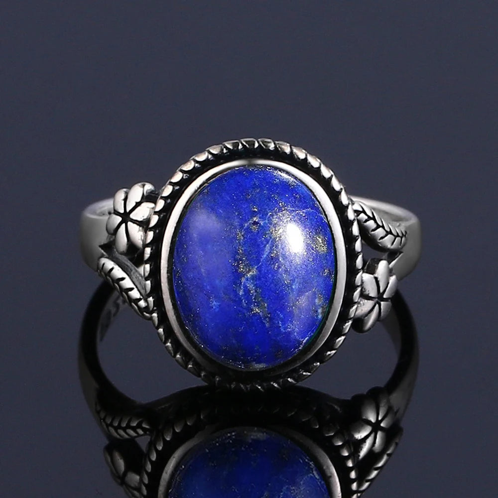 925 Sterling Silver Rings - Lapis Lazuli Collection - non-plated