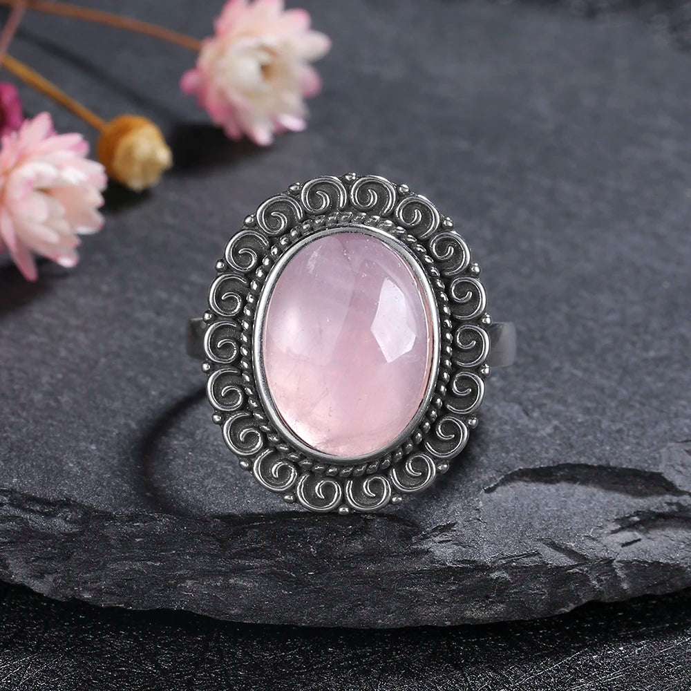 925 Sterling Silver Rings - Rose Quartz Collection - non-plated