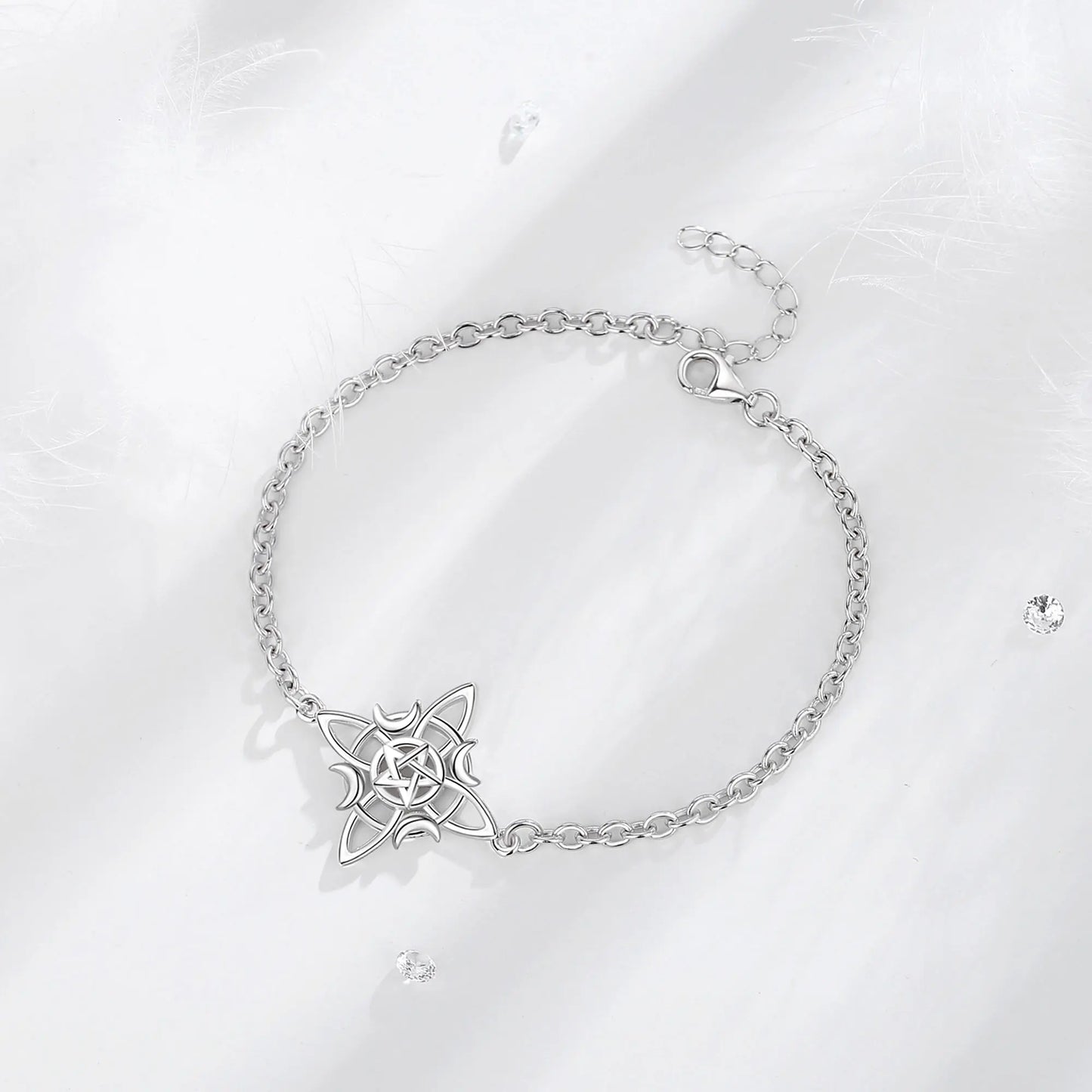 925 Sterling Silver Witch Knot Pentagram Bracelet