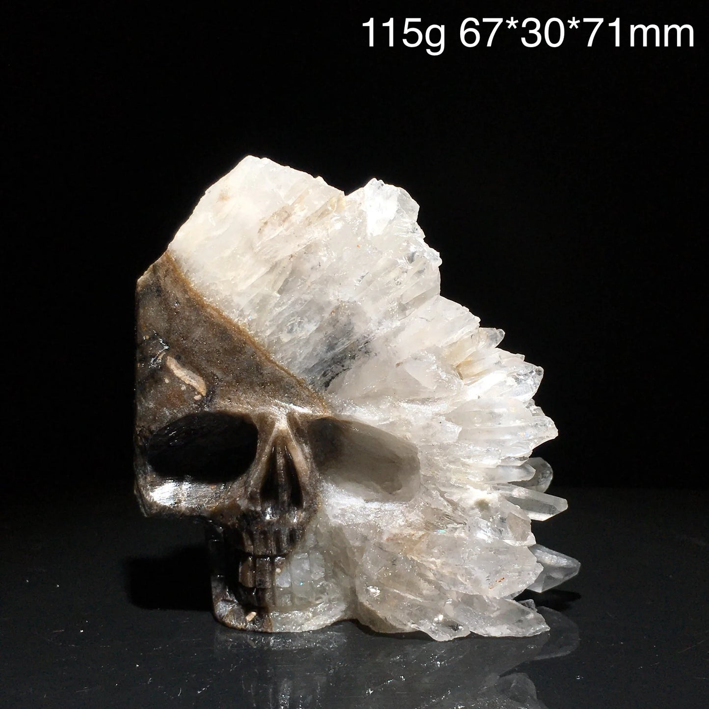 Clear Quartz Crystal Cluster Skull Carving