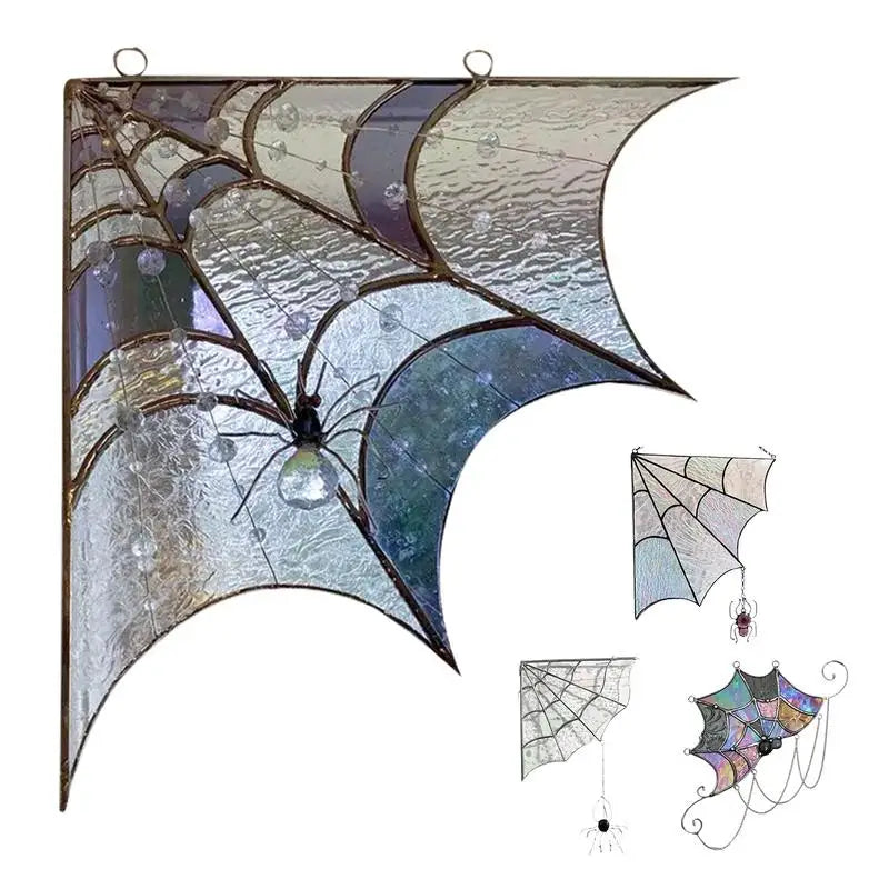 Stained Glass Spiderweb Corner Piece
