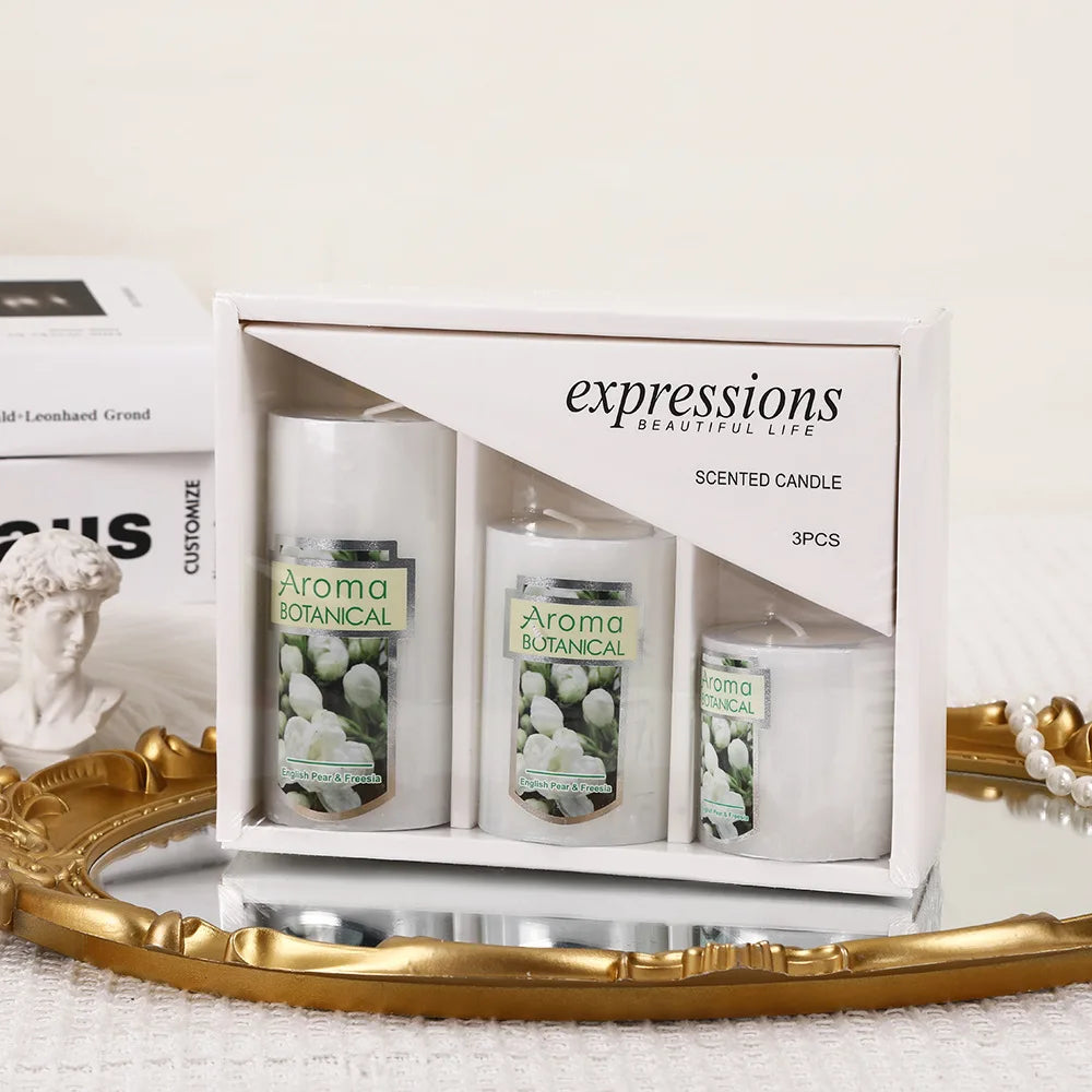 Scented Pillar Candles - 3 Pcs Set