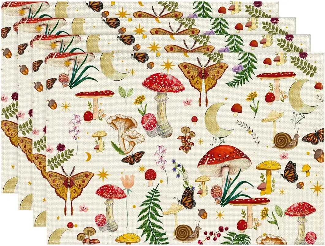 Forest Mushroom Placemats - 4/6/8PCS