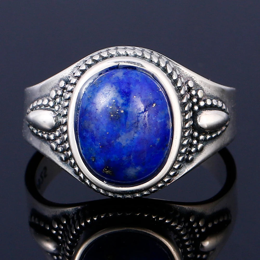 925 Sterling Silver Rings - Lapis Lazuli Collection - non-plated