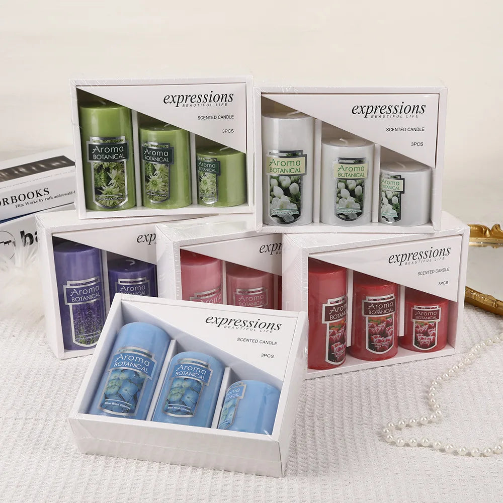 Scented Pillar Candles - 3 Pcs Set