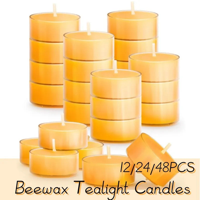 Beeswax Tealight Candles - 12/24/48PCS