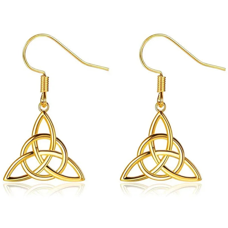925 Sterling Silver Triquetra Drop Earrings - Platinum or 18k gold Plated