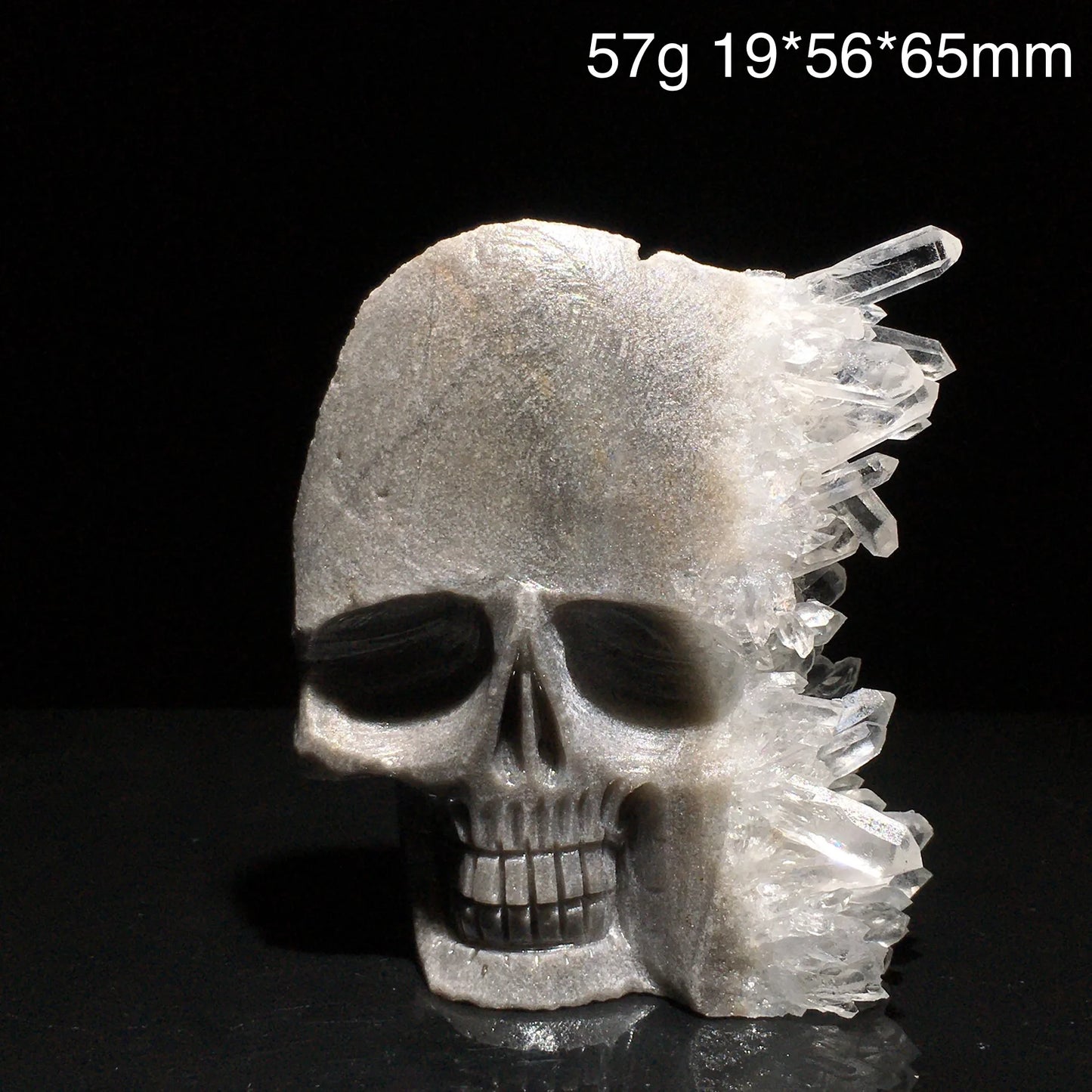 Clear Quartz Crystal Cluster Skull Carving