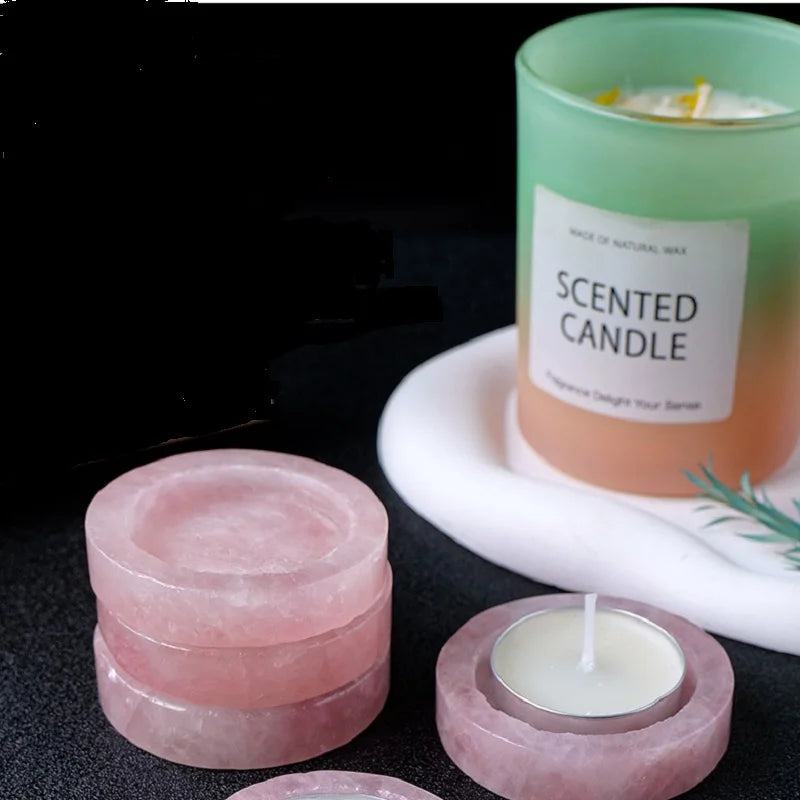 Rose Quartz Tealight Candle Holder