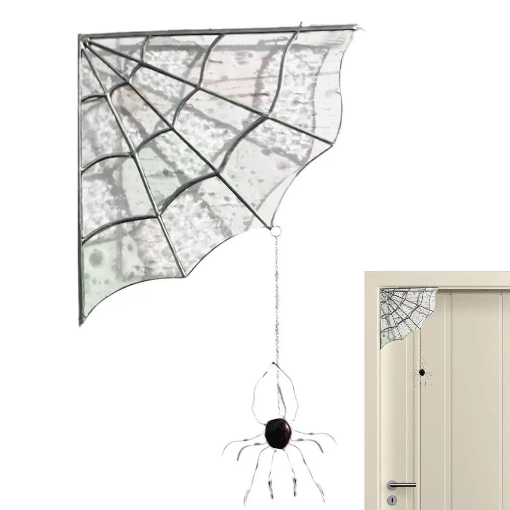 Stained Glass Spiderweb Corner Piece