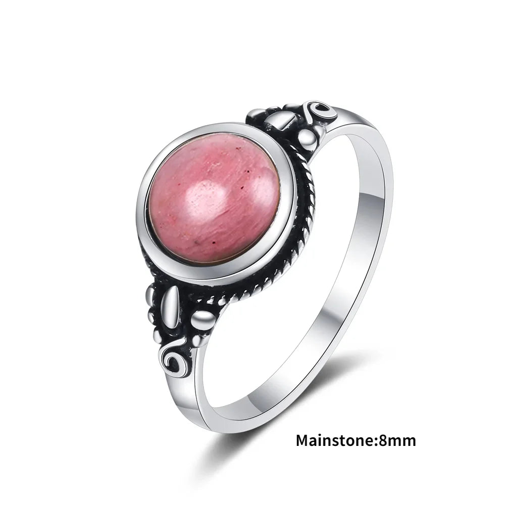 925 Sterling Silver Rings - Rhodochrosite Collection - non-plated
