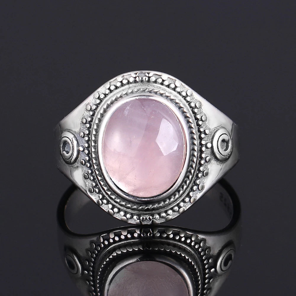925 Sterling Silver Rings - Rose Quartz Collection - non-plated