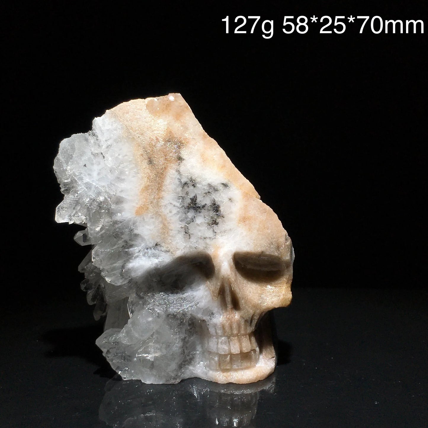 Clear Quartz Crystal Cluster Skull Carving