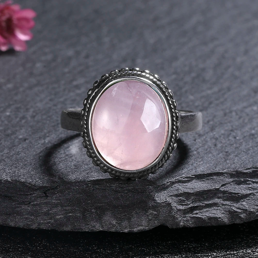 925 Sterling Silver Rings - Rose Quartz Collection - non-plated