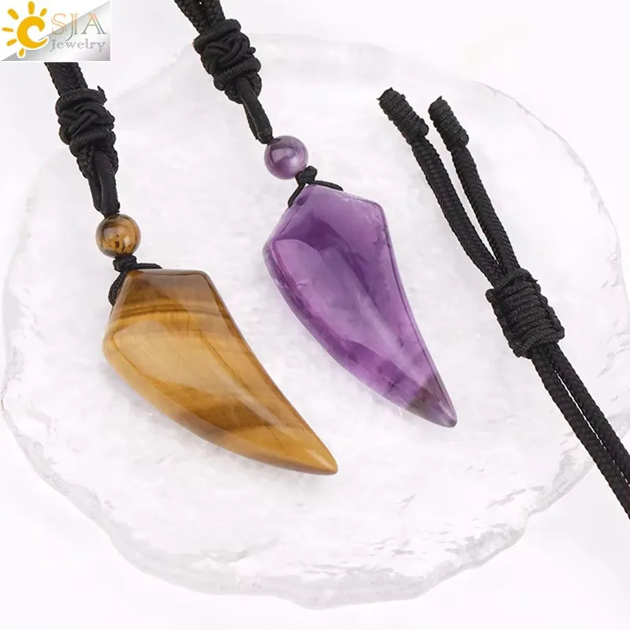 Crystal Dog Tooth Pendant Necklace