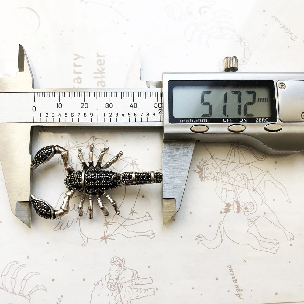 925 Sterling Silver and Black Zircon Stoned Scorpion Pendant