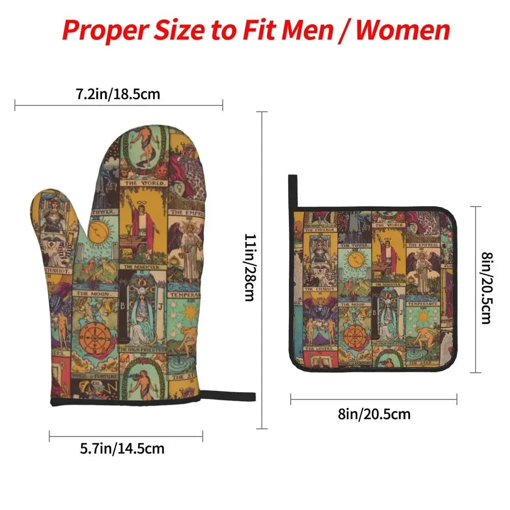 Tarot Oven Mitts and Pot Holders - 4Pc Set