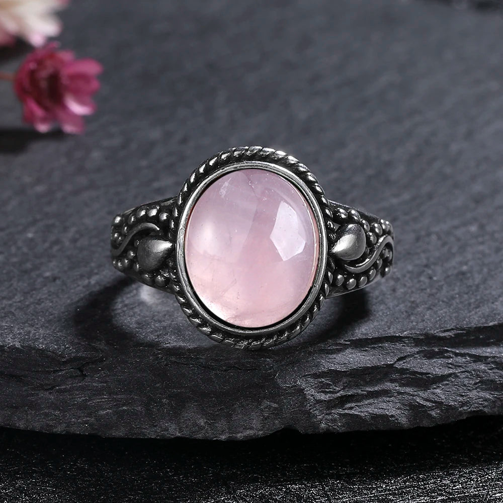 925 Sterling Silver Rings - Rose Quartz Collection - non-plated