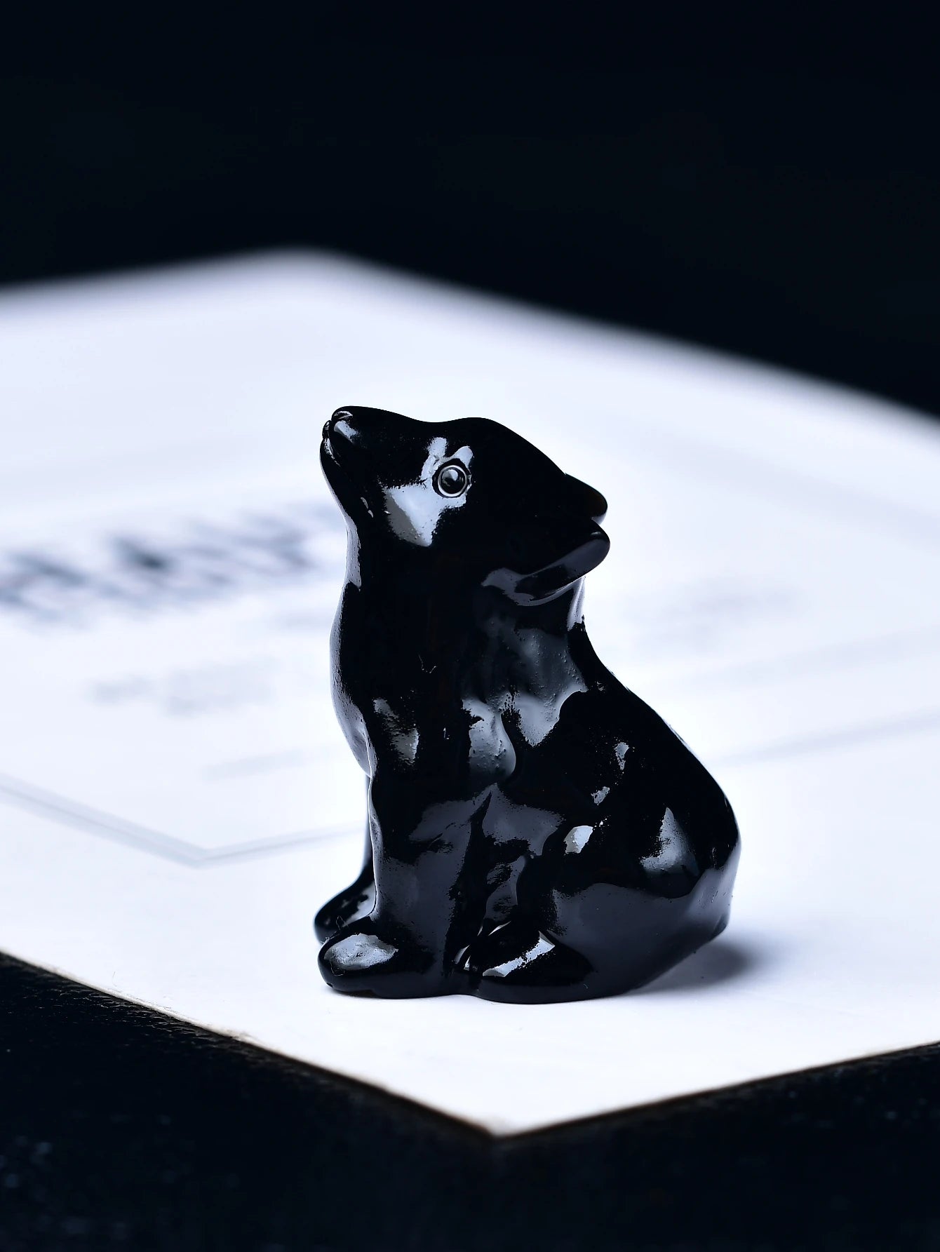 Mini Howling Crystal Wolf Carving