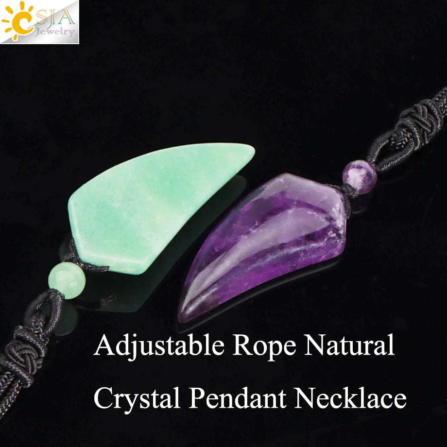 Crystal Dog Tooth Pendant Necklace