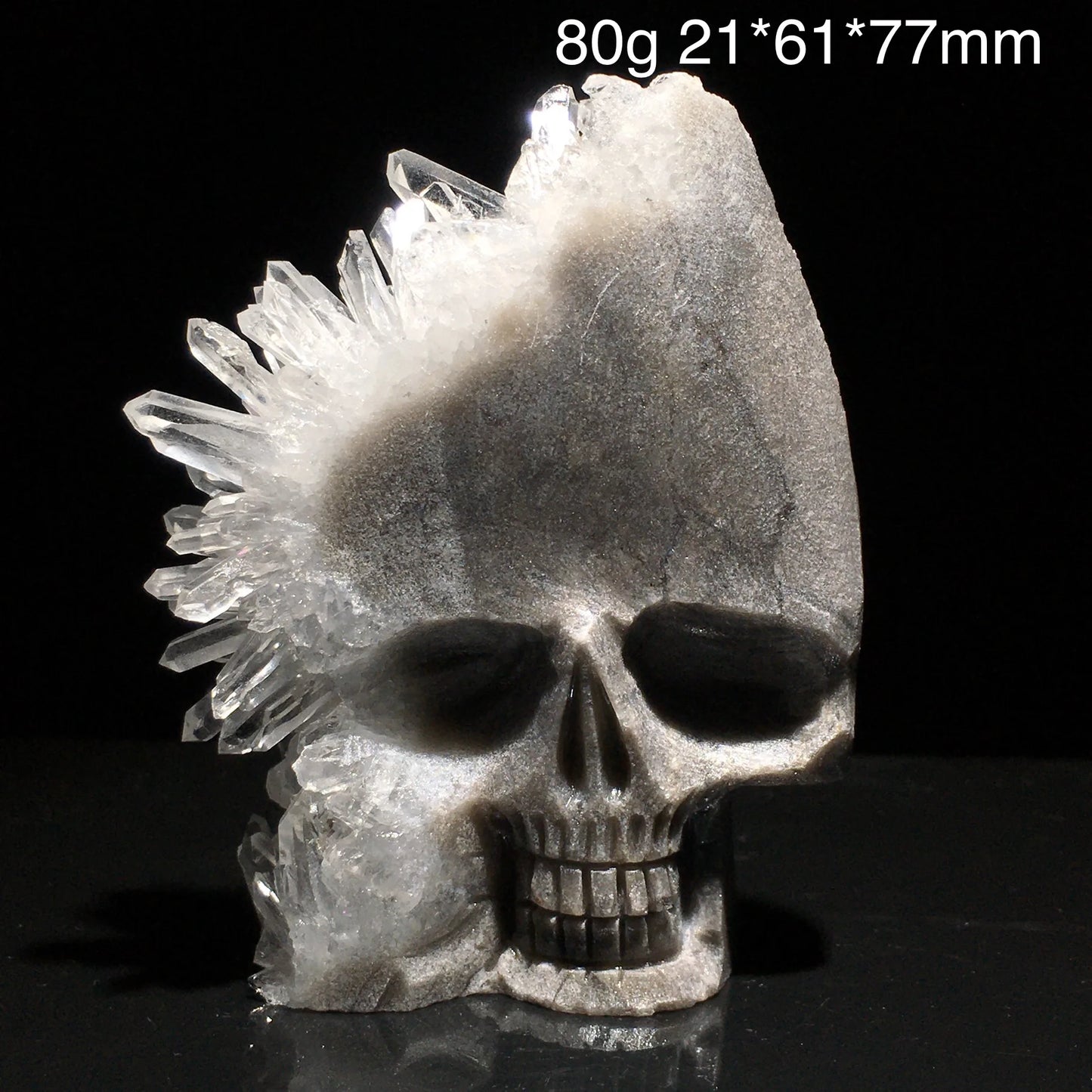Clear Quartz Crystal Cluster Skull Carving