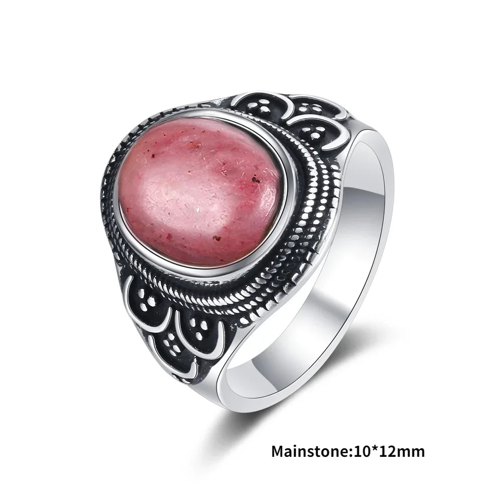 925 Sterling Silver Rings - Rhodochrosite Collection - non-plated
