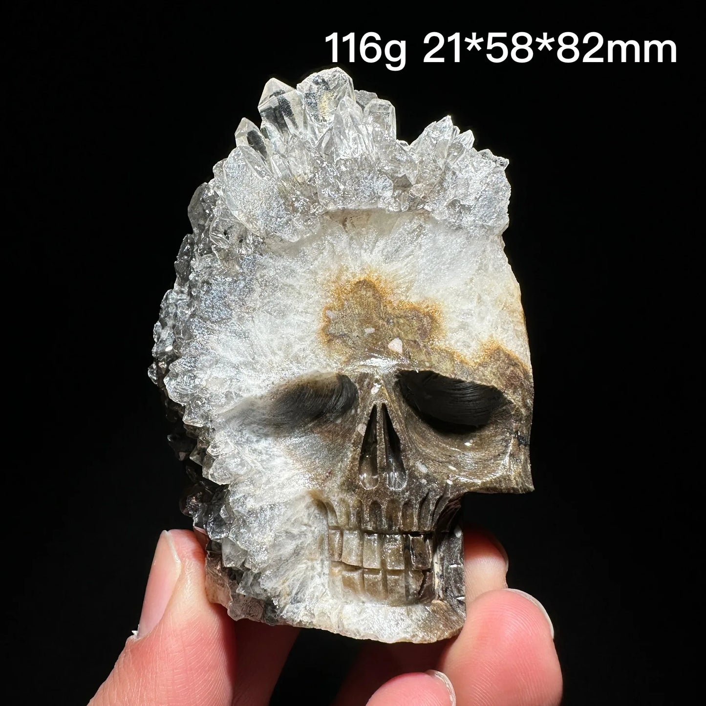 Clear Quartz Crystal Cluster Skull Carving