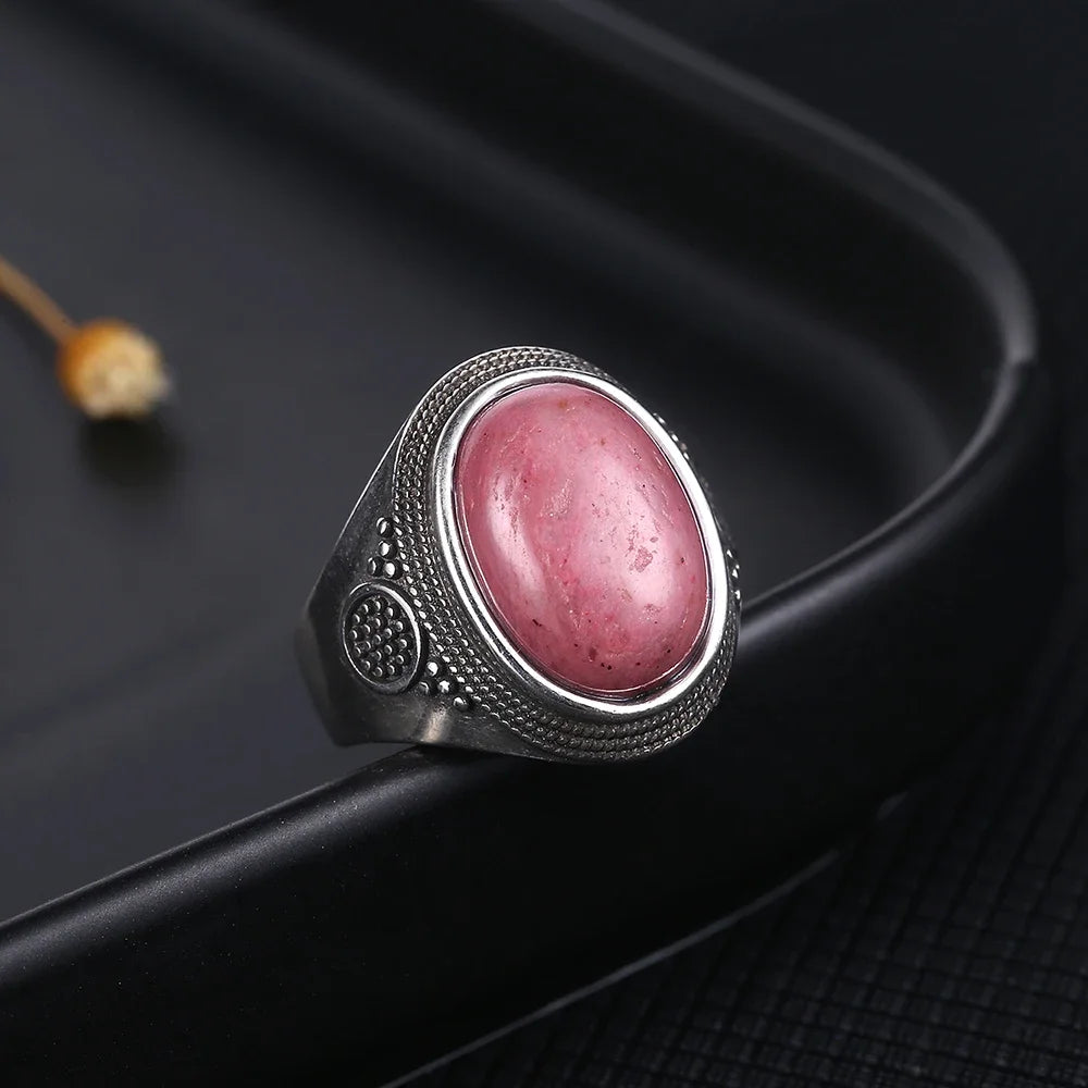 925 Sterling Silver Rings - Rhodochrosite Collection - non-plated
