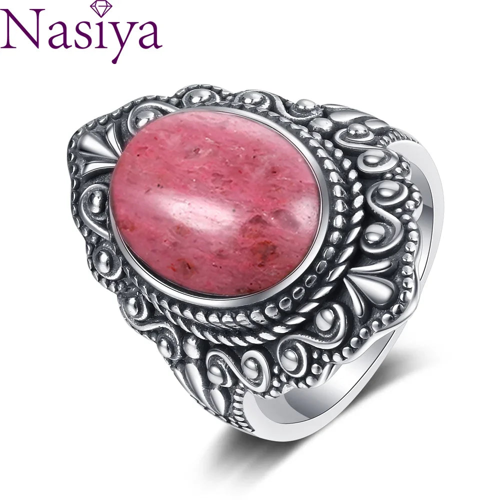 925 Sterling Silver Rings - Rhodochrosite Collection - non-plated