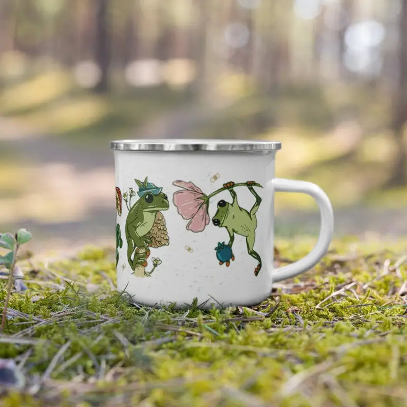 Frog and Mushroom Enamel Mug - 12oz