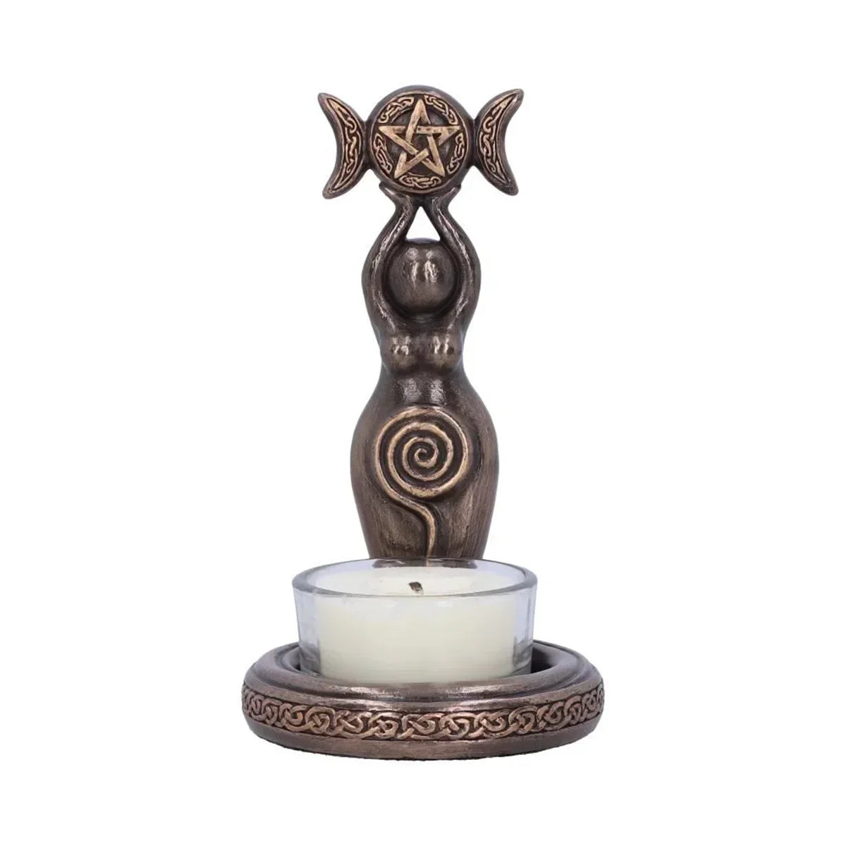 Goddess and Triple Moon Tealight Candle Holder