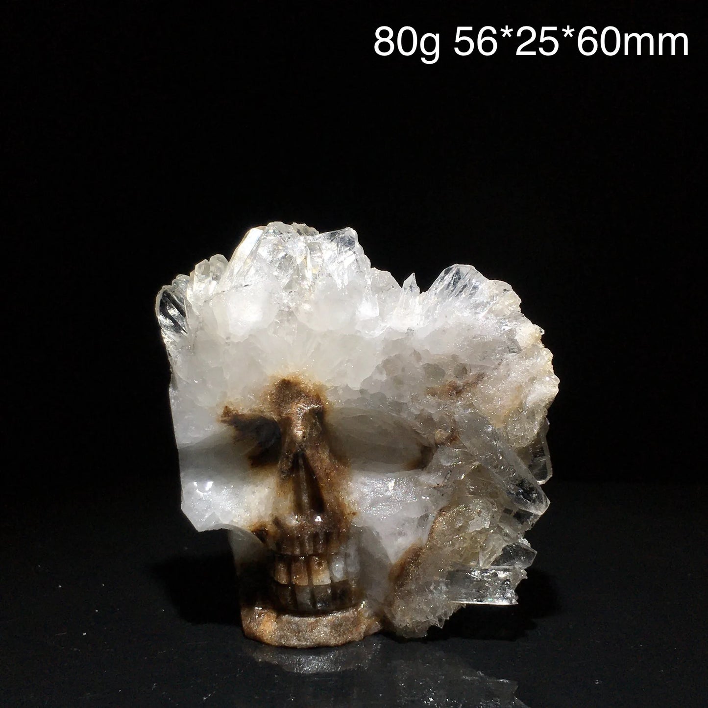 Clear Quartz Crystal Cluster Skull Carving