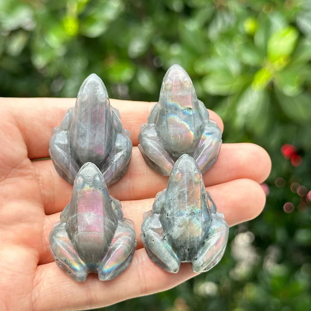 Mini Labradorite Crystal Frog Carving