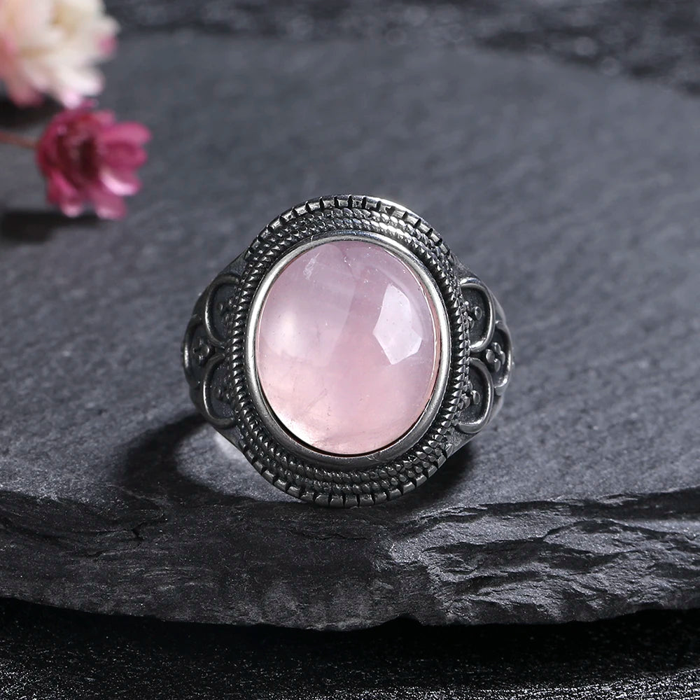 925 Sterling Silver Rings - Rose Quartz Collection - non-plated