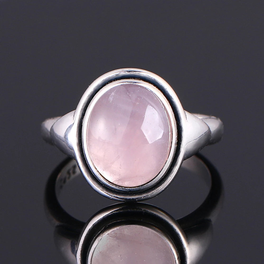 925 Sterling Silver Rings - Rose Quartz Collection - non-plated