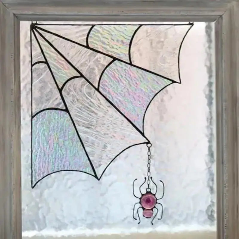 Stained Glass Spiderweb Corner Piece