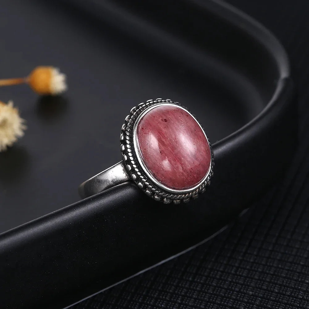 925 Sterling Silver Rings - Rhodochrosite Collection - non-plated