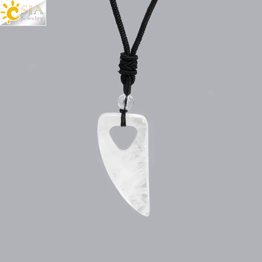 Crystal Dog Tooth Pendant Necklace