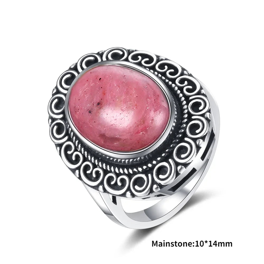 925 Sterling Silver Rings - Rhodochrosite Collection - non-plated