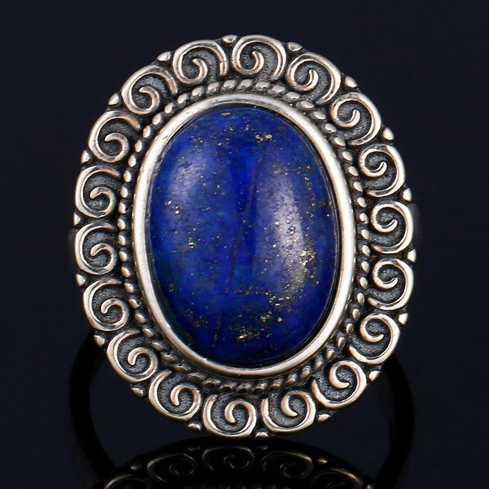 925 Sterling Silver Rings - Lapis Lazuli Collection - non-plated
