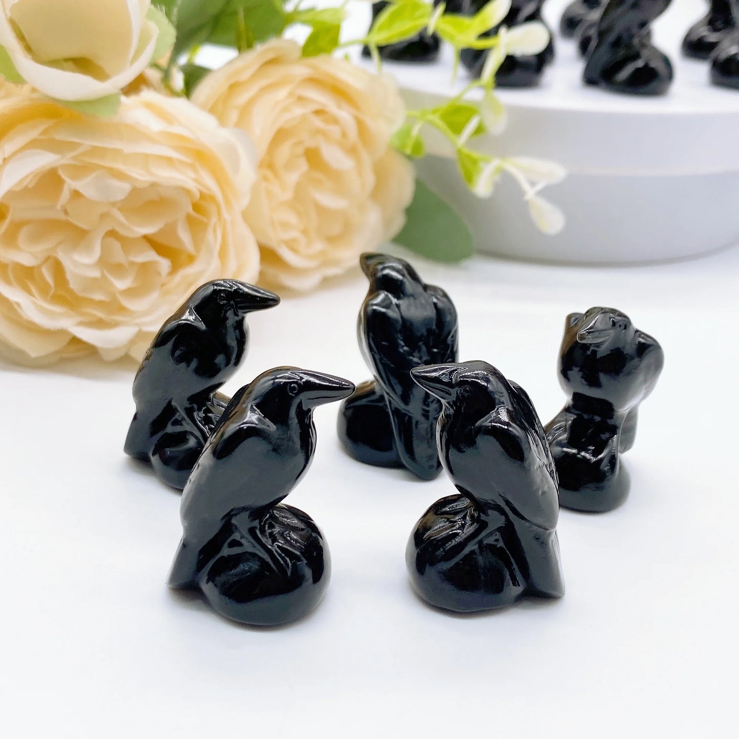 Mini Black Obsidian Crystal Raven