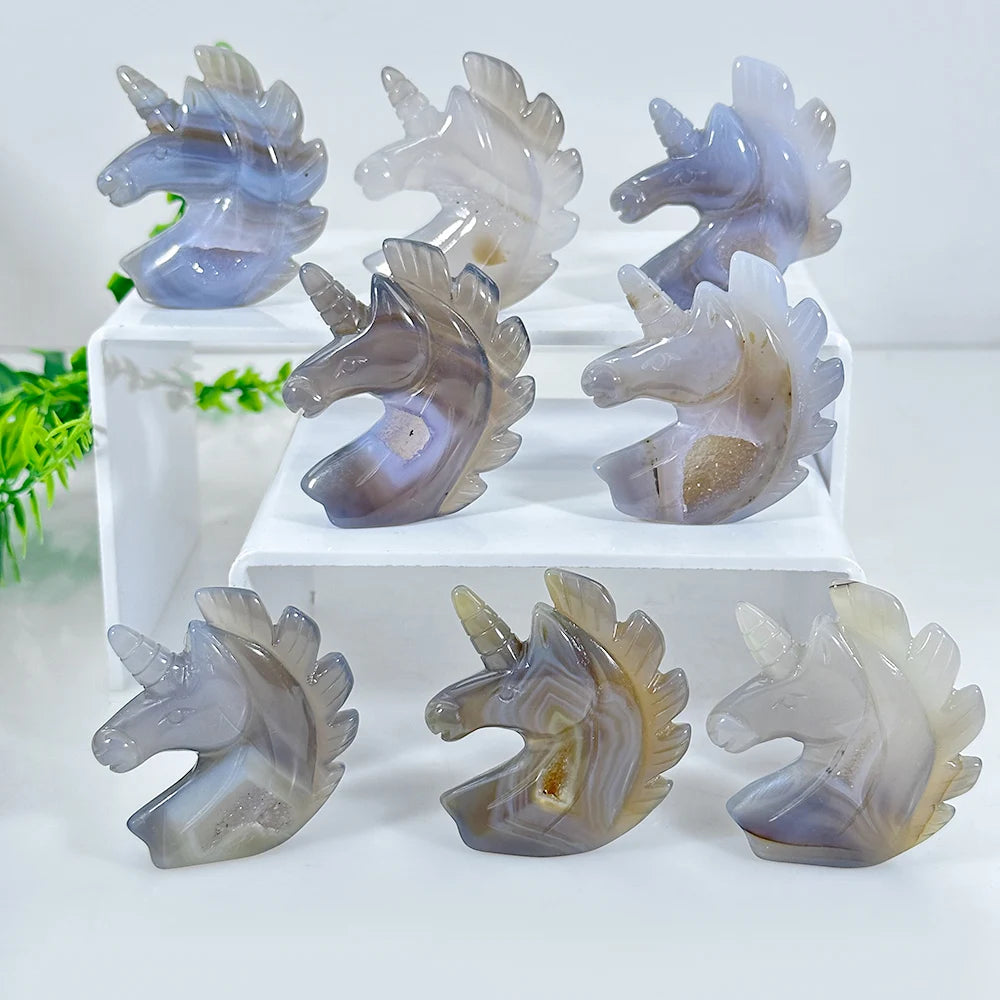 Druzy Agate Crystal Carvings - Spirit Collection
