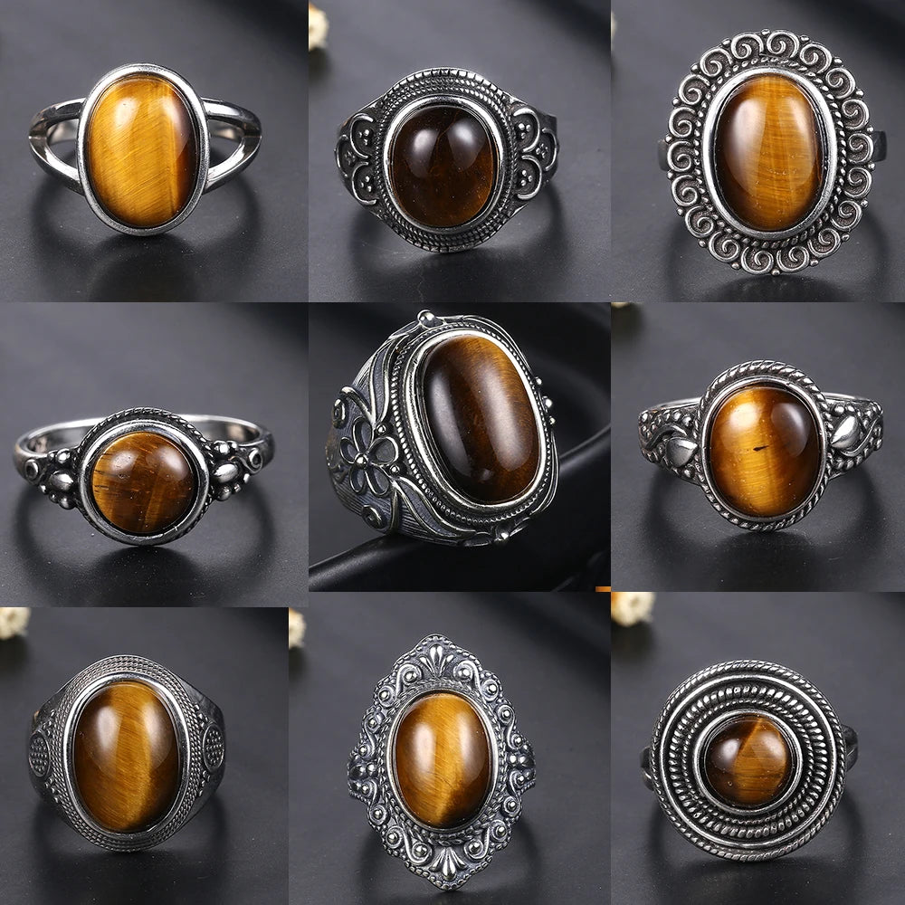 925 Sterling Silver Rings - Tigers Eye Collection - non-plated