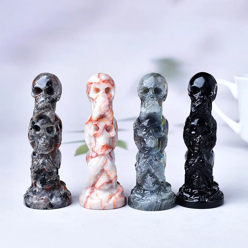 Stacked Skulls Crystal Carvings