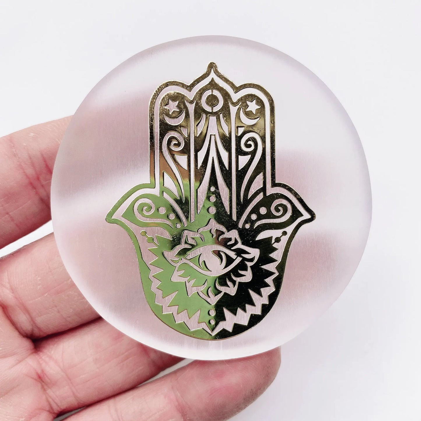 Selenite Crystal Plates with Gold Design
