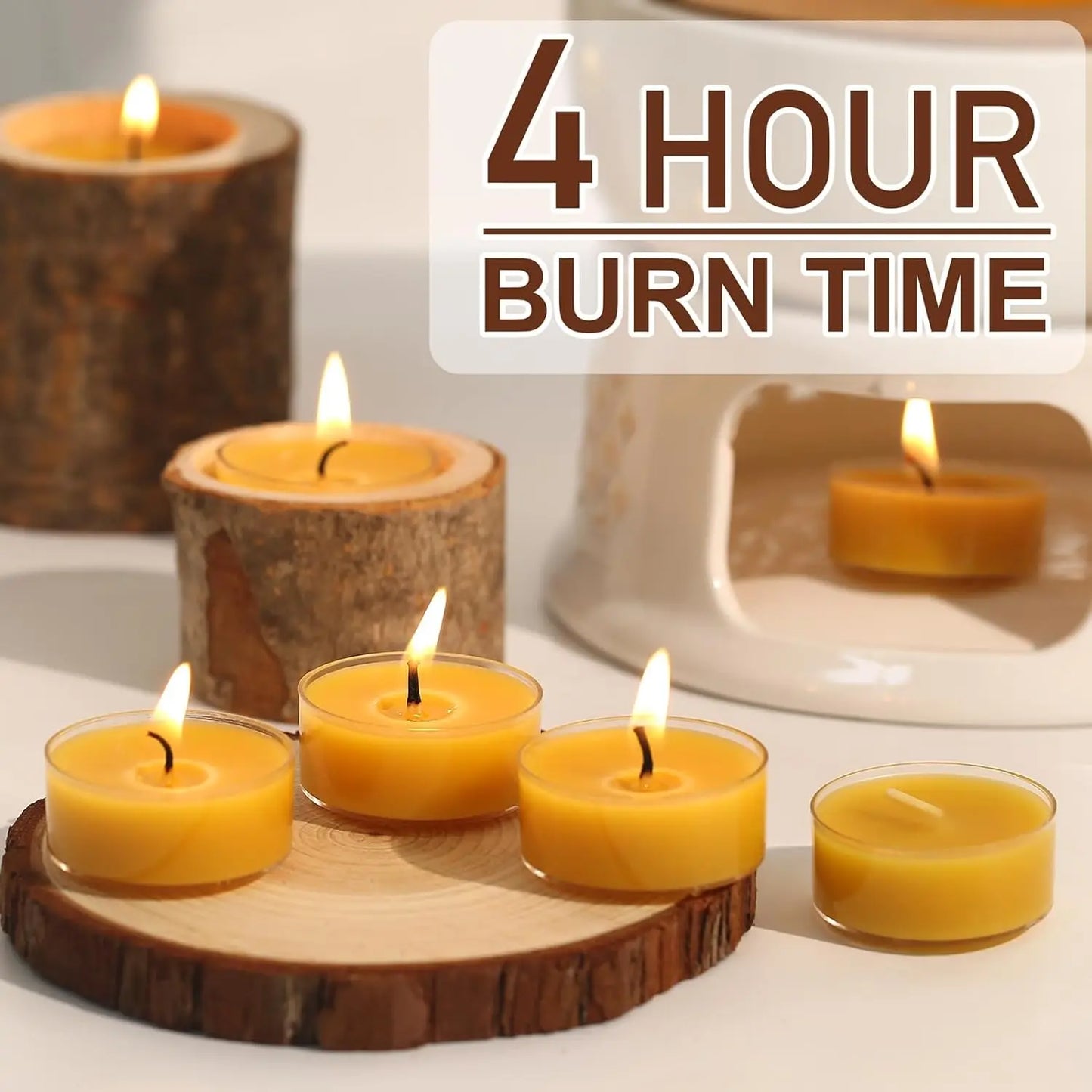 Beeswax Tealight Candles - 12/24/48PCS