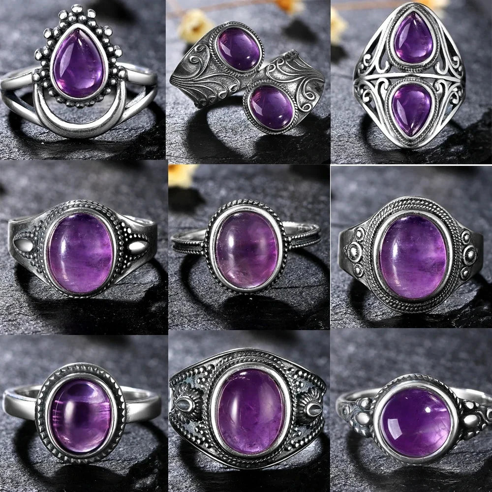 925 Sterling Silver Rings - Amethyst Collection - non-plated
