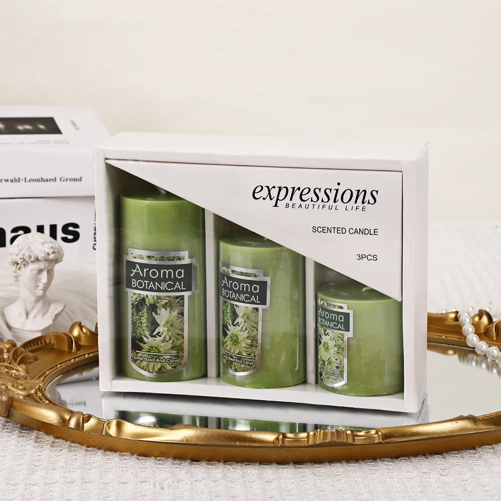 Scented Pillar Candles - 3 Pcs Set