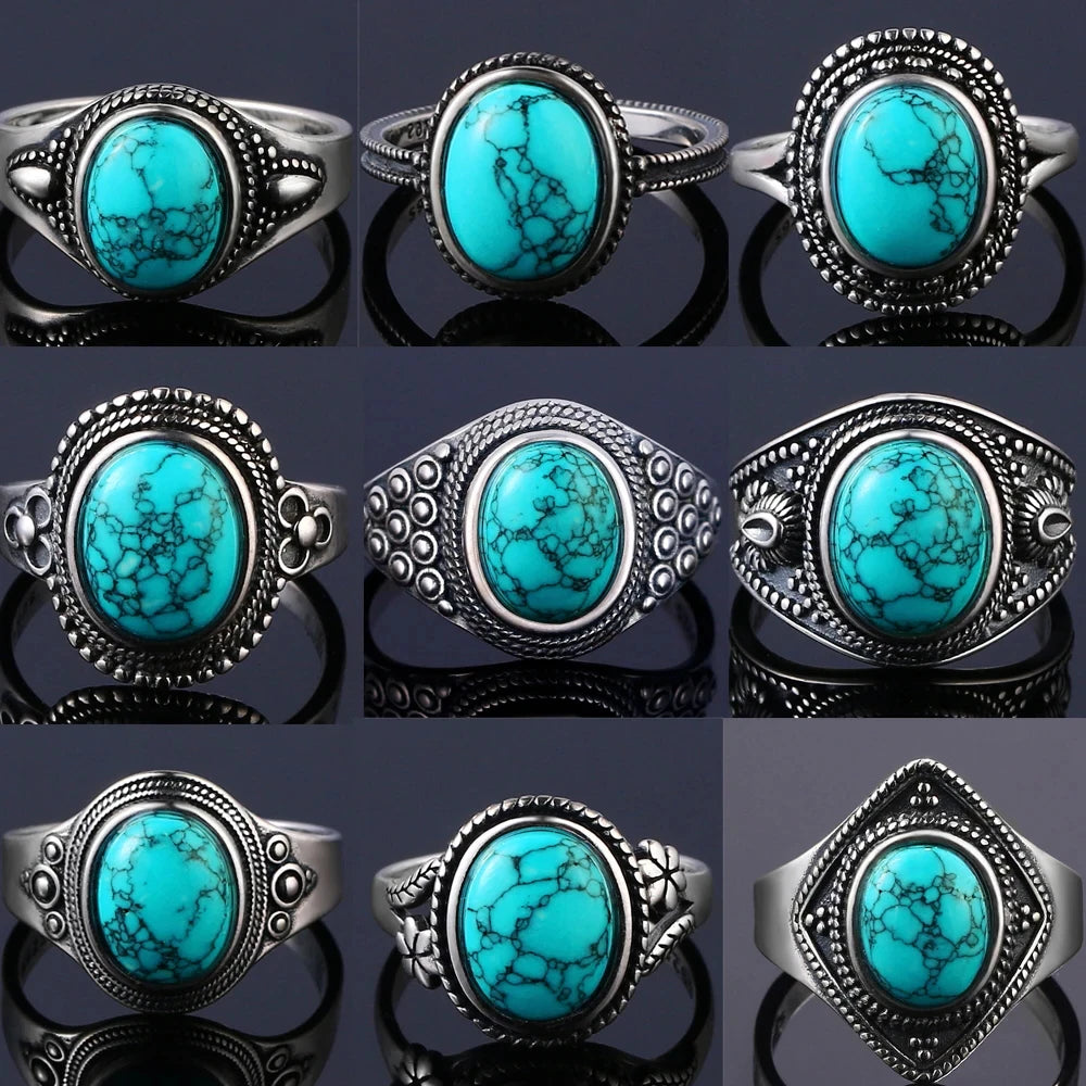 925 Sterling Silver Rings - Turquoise Collection - non-plated
