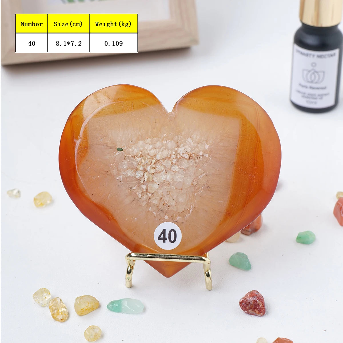 Large Carnelian Crystal Druzy Heart